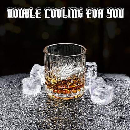 Whiskey Glasses Set with Stainless Steel Cooling Stones, for Men | Ideal for Birthday, Christmas, Gift for Dad Husband Boyfriend, Keeps Drinks Cold Without Dilution, Classic Home Bar Accessory