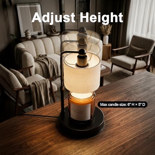 Candle Warmer Lamp with Timer, Best House Warming Gift, Height Adjustable & Dimmable Electric Candle Warmer Lamp, Includes 2 Bulbs, Birthday Gift for Women, Mom, Housewarming - Flaxen - color: Flaxen