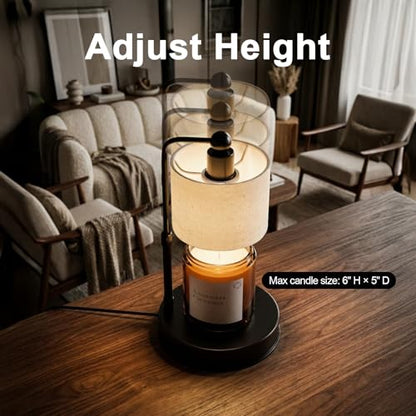 Candle Warmer Lamp with Timer, Best House Warming Gift, Height Adjustable & Dimmable Electric Candle Warmer Lamp, Includes 2 Bulbs, Birthday Gift for Women, Mom, Housewarming - Flaxen - color: Flaxen