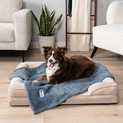 PetAmi Fluffy Sherpa Waterproof Dog Blanket for Medium Pet Cat 29x40, Blue - color: Dusty Blue, size: Medium (29x40)