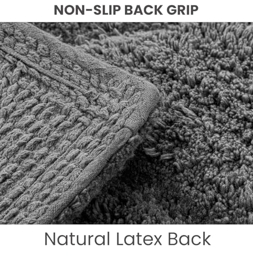 C23 20"x32" 100% Cotton Washable Bath Mat - 210 GSF Non-Slip Rug, Grey | Cushioned spa texture, reliable latex base grip, modern geometric aesthetic, perfect for master baths and guest rooms - color: Grey