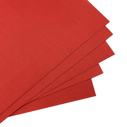 Vinyl Red Placemats Heat Resistant Dining Table Mats Non-Slip Washable Place Mats Set of 6 （Red） - color: Red