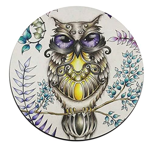 Watercolor Owl Round Coaster Set - Made of Recycled Rubber - Set of 4 - color: Watercolor Owl
