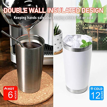 COMOOO 20oz Tumbler Bulk Double Wall Vacuum Insulated Travel Mug, Stainless Steel Tumbler with Lid and Straw Durable Powder Coated Insulated Coffee Cup for Cold & Hot Drinks (Army Green, 4 Pack - color: Army Green