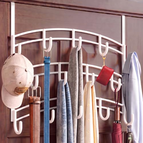 LYNK Professional® Home™ Over the Door Hooks - 14 Hook – Over the Door Coat Rack - Over the Door Hanger - Hanging Towels or Clothes - Bathroom, Bedroom, Laundry Room - Lifetime Ltd. Warranty, White - color: White, size: 14 Hooks Meridian