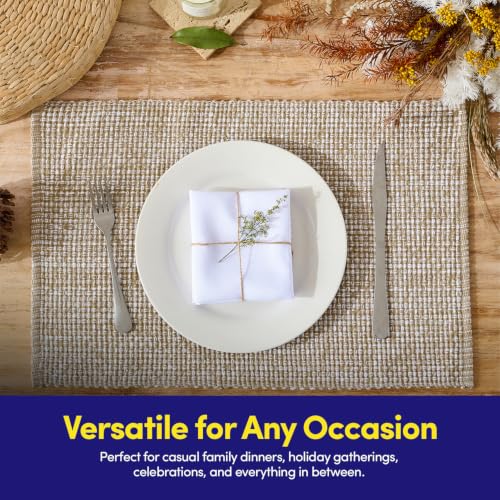 Sweet Home Collection 100% Cotton Placemats for Dining Room Rectangle Two Tone Woven Fabric 13" x 19" Soft Durable Table Mat Set, Set of 6, Taupe - color: Taupe, size: Rectangle 13" x 19"