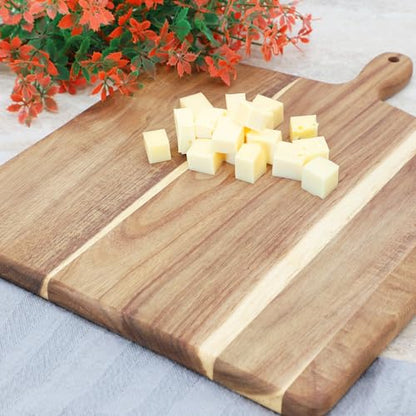 Elama 13 Inch Square with Handle Thick Acacia Wood Butcher Block – Heavy-Duty Cutting and Serving Board for Meat, Cheese, and Vegetables (13 Inch Square with Handle) - color: 13 Inch Square with Handle, size: 15.5"L x 12"W