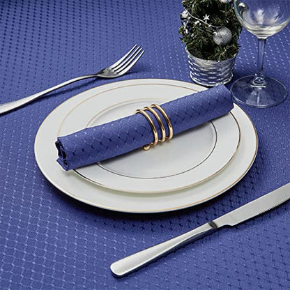 Navy Blue Jacquard 17x17 Square Polyester Cloth Napkins Set of 8 | Waterproof, Stain Resistant, Shrink Proof, Washable, fabric, Outdoor, Dining, Wedding, Kitchen, Party, Banquet, Reusable - color: Navy Blue