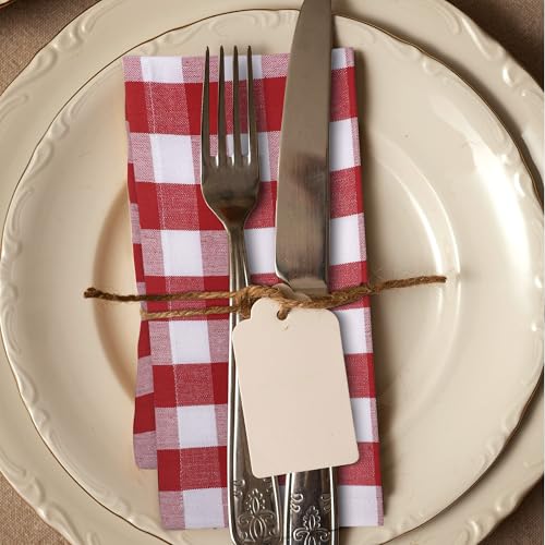 Urban Villa Cloth Napkins Cotton 20x20 (Set of 6) Red - color: 015 Red/White, size: 20" x 20" (Set of 6)
