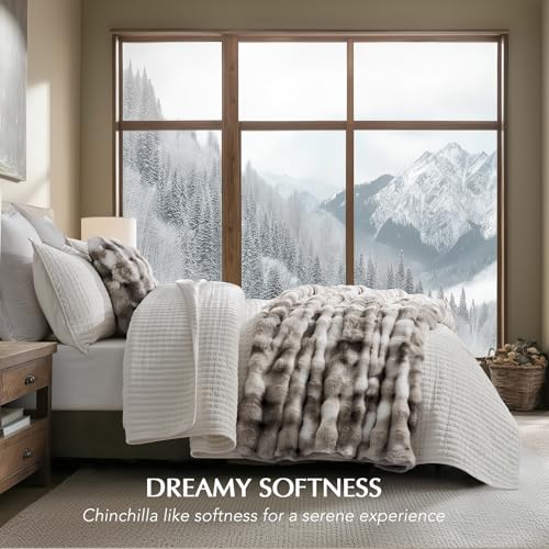 Faux Rabbit Fur Bubble Throw Blanket, 50"x60", Light Grey | Ultra Soft, Luxury Faux Rabbit Fur Throw, Thick Warm Bubble Blanket, Cozy Fluffy Reversible, for Bed, Couch, Chair, Sofa - color: Marble Grey, size: 50"x60"