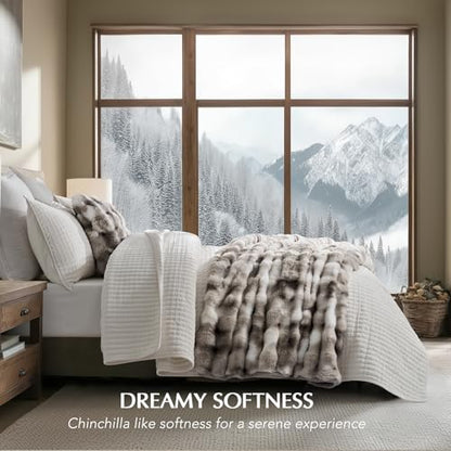 Faux Rabbit Fur Bubble Throw Blanket, 50"x60", Light Grey | Ultra Soft, Luxury Faux Rabbit Fur Throw, Thick Warm Bubble Blanket, Cozy Fluffy Reversible, for Bed, Couch, Chair, Sofa - color: Marble Grey, size: 50"x60"