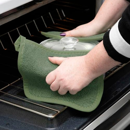 RITZ Terry Potholder & Hot Pad: Unparalleled Heat Resistant, Durable 100% Cotton – Ergonomically Designed for Optimal Grip – Easy-Care Machine Washable – 2-Pack, Juniper - color: Juniper, size: 2-Pack