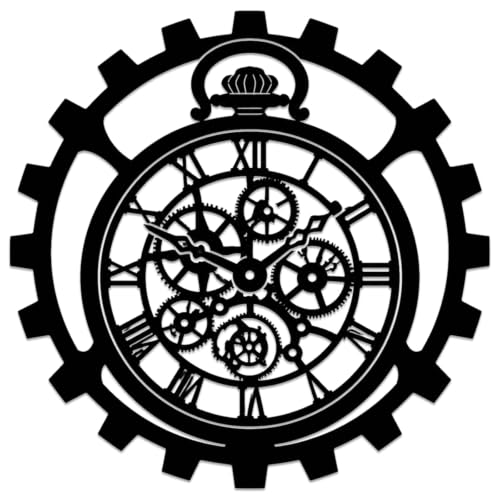 Steampunk Gear Clock Metal Wall Art WallArt Decor Metal Outdoor Decor Metal Signs Industrial Vintage Contemporary Artwork Elegant Wall Decoration for Office Living Room Apartment (Black,12Inch) - size: 12"L x 12"W