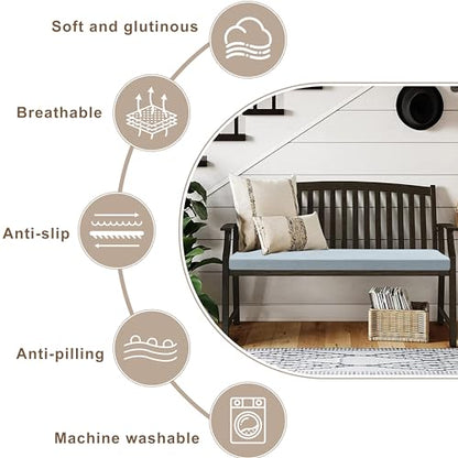 Bay Window Cushion, Bench Cushions Chenille Fabric for Indoor Furniture, Mudroom, Reading Nook, Kitchen Dining Room, Piano Bench, Breakfast Nook, 75D High-Resilience Foam, Non Slip Bottom - color: [Herringbone Weave] Dusty Blue
