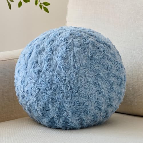 Ball Pillow, Decorative Round Pillow for Couch n, Circle Throw Pillows, Perfect Ball Pillows for Couch, Stylish Decorative Pillows, Versatile Round Throw Pillow (Grey Blue, Medium-11.8 Inches) - color: Grey Blue, size: Medium-11.8 Inches