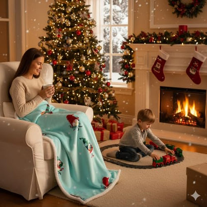 Catalonia Christmas Elf Sherpa Throw Blanket, Xmas Theme Throws, Plush Fleece Couch Blanket, Super Soft, Comfy, Cozy, Fluffy, Ugly - color: Xmas Elf Green, size: 50"x60"