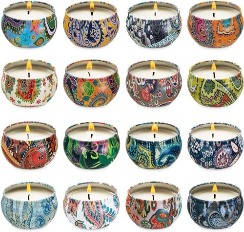 WPONSZU 16 Pack Scented Candles Gift Set for Woman, Jar Candle, 2.5 oz Soy Wax Tin Candle-Ideal Gift for Travel Home Décor - color: Multi-Color7