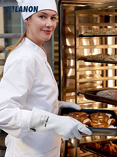 LANON Liquid Silicone Gloves, Heat Resistant Oven Gloves with Fingers, Food Grade, Waterproof, White, XL - color: White, size: XL/10