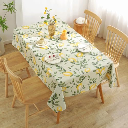 Jeloris Rectangle PVC Waterproof Lemon Tablecloth, Spring Summer Tablecloth Stain-Resistant Wipeable Wrinkle-Free Table Cover for Indoor/Outdoor, Picnic, BBQ, Dining, Party (55x70 inch) - size: 140" x 180" (Rectangular)
