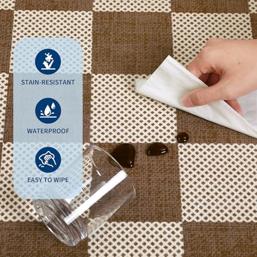 GarveeHome Checkered Light Brown 2x6 Washable Low-Pile Kitchen Runner Rug | Non-Slip Terracotta Brown Stain Resistant Rug for Kitchen Entryway Bedroom Bathroom Geometric Modern Rug TPE Backing - color: Terracotta Brown, size: 2' x 6' (Rectangular)