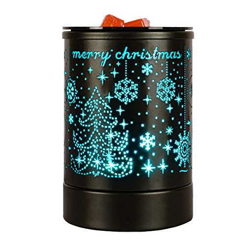 Enaroma Fragrance Wax Melts Warmer with 7 Colors LED Changing Light Classic Black Forest Design Scent Oil Candle Warmer for Home Black Christmas - color: Black Christmas
