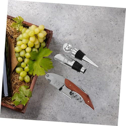 Luxshiny 1set Stainless Steel Wine Set Box Creative Opener Kit Wine Bottle Accessories Corkscrew Pourer for Men Women