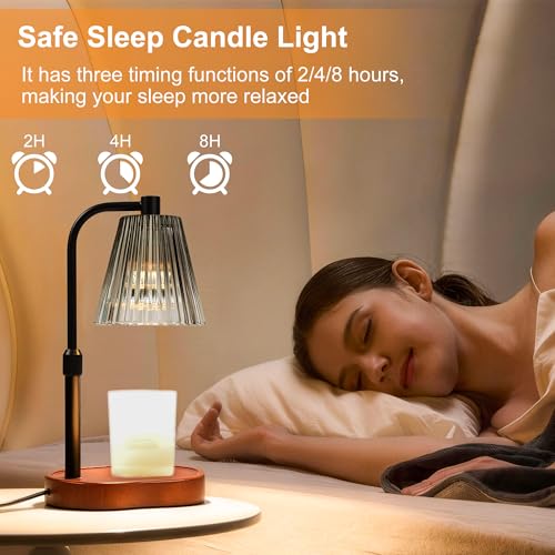 Candle Warmer Lamp with Timer Dimmer, Birthday Gifts for Women Mom | Height Adjustable Black Wax Warmer Lamp Fits 3-Wick Jar Candles, Housewarming Gift for Friend Sister, New Home - color: Black