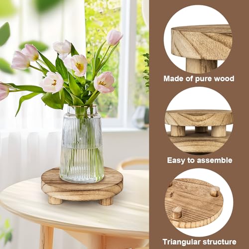 3 pcs Wooden Stool Display Stand, Round Plant Stand, Farmhouse Indoor Small Plant Stand Round Display Stand Wood-Flower Pot Supports Plant for Indoor Outdoor Home, GardenPatio Decorative