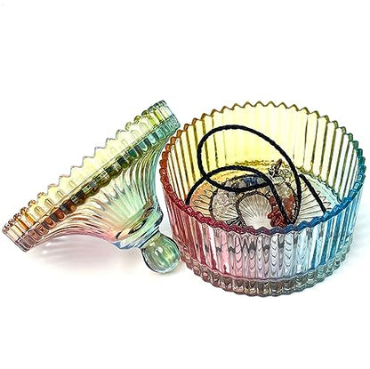 Colorful Crystal Glass Candy Snack Barrel Storage Jar Embossed Luxury Cookie Buffet Canister With Lids Jewelry Box Jar Biscuit Containers - color: Small Yurt