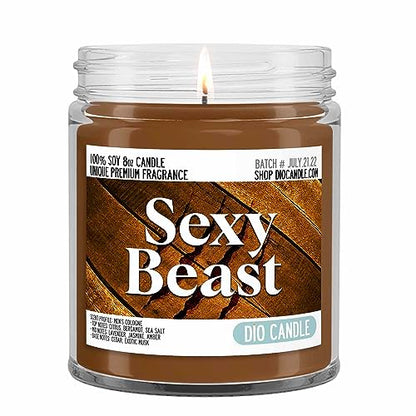 Sexy Beast Scented Candle - Smells Like Men's Cologne - 100% Naturally Vegan Soy and Premium Fragrance | Great Gift | Handmade in Denver, Colorado (8oz Glass Jar) - size: 8oz Glass Jar