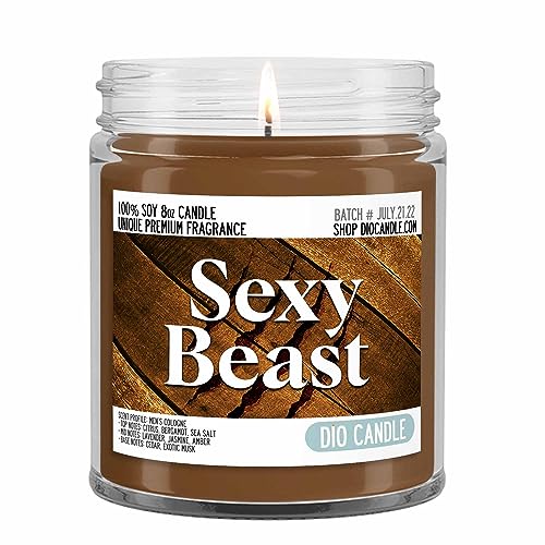 Sexy Beast Scented Candle - Smells Like Men's Cologne - 100% Naturally Vegan Soy and Premium Fragrance | Great Gift | Handmade in Denver, Colorado (8oz Glass Jar) - size: 8oz Glass Jar