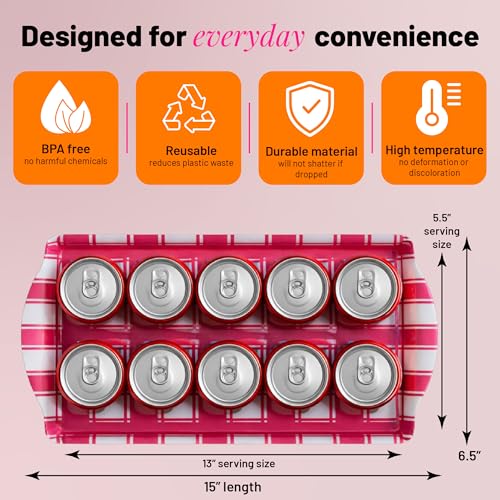 Melamine Serving Tray Pink Plaid Reusable Lightweight Charcuterie Platter | By Sprinkles & Confetti Appetizers Desserts Durable BPA-Free Pink Birthdays Summer Parties Entertaining Food Displays - color: Pink Plaid