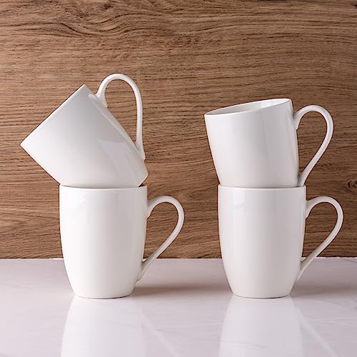 GBHOME 12 OZ Off White Coffee Mugs, Porcelain Bulk Coffee Mugs with Large Handle for Man, Woman, Light Weight Coffee Mugs Set of 4 for Latte/Cappuccino/Cocoa/Milk, Dishwasher & Microwave Safe | Classic COffee Mugs for Home,Office&Restaurant,Tea/Espresso/C