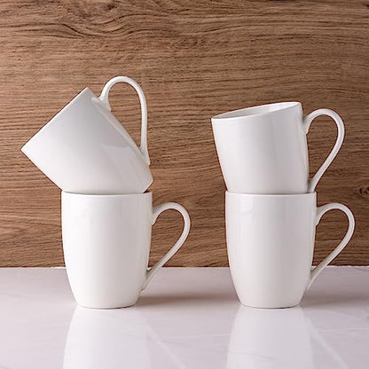 GBHOME 12 OZ Off White Coffee Mugs, Porcelain Bulk Coffee Mugs with Large Handle for Man, Woman, Light Weight Coffee Mugs Set of 4 for Latte/Cappuccino/Cocoa/Milk, Dishwasher & Microwave Safe | Classic COffee Mugs for Home,Office&Restaurant,Tea/Espresso/C