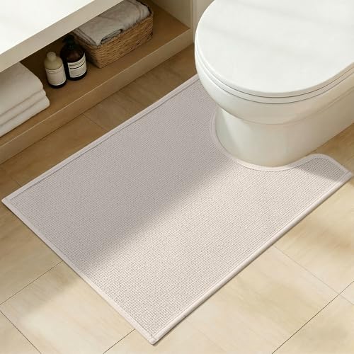Bathroom Rugs Mat Contour 16x24, Non Slip Quick Dry Bath Mats for Bathroom Absorbent Ultra Thin Bath Rugs Machine Washable Fit Under Door for Sink, Cabinet, Laundry (Beige, 16"x24"-U) - color: Beige, size: 16"x24"-U