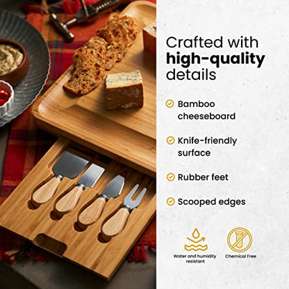 Charcuterie Board Gift Set: Charcuterie Board Set, Bamboo Cheese Board Set - House Warming Gifts New Home, Wedding Gifts for Couple, Bridal Shower Gift |13.5 x 1.5 inch