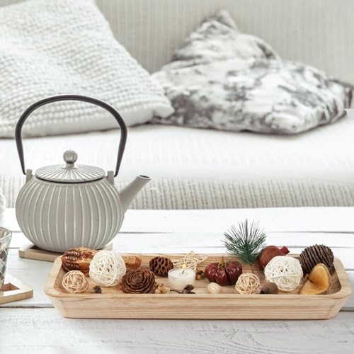 16" Long Wooden Dough Bowl for Home Decor - Rustic Farmhouse decorative bowl, Wood Bowl Kitchen Table Decor, Dining Room Centerpiece with Natural Wood Grain