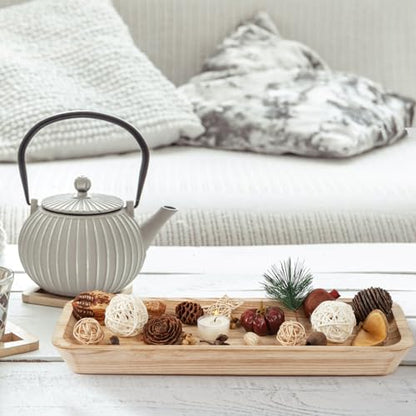 16" Long Wooden Dough Bowl for Home Decor - Rustic Farmhouse decorative bowl, Wood Bowl Kitchen Table Decor, Dining Room Centerpiece with Natural Wood Grain