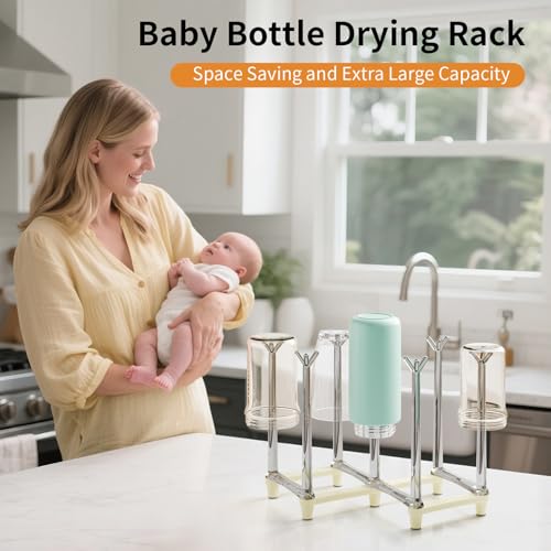 Marbrasse Retractable Cup Drying Rack, Drinking Glass and Sports Bottle Drainer Stand, Plastic Bag Dryer with Non-Slip Bottom for Kitchen Countertop - White - color: White
