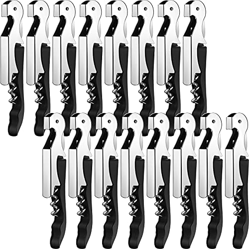 Honoson 16 Pieces Wine Keys for Severs Opener Travel Corkscrew Wine Bottle Opener Waiter Beer Bartender for Wedding Home Office Kitchen Restaurant Bar Applications (Black)