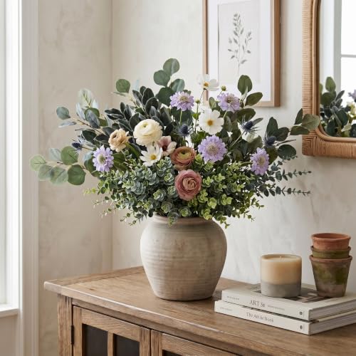 30 Pcs 6 Kind Mixed Eucalyptus Leaves Stem Bulk Artificial Greenery | Fake Silver Dollar Eucalyptus Bundle Faux Plants Greenery for DIY Bouquets Floral Arrangement Wedding Engagement Decor