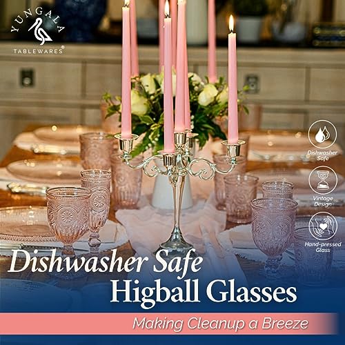 Pink Highball Glasses Set of 6 Tall Drinking Glasses 10 oz - color: Pink, size: Tall