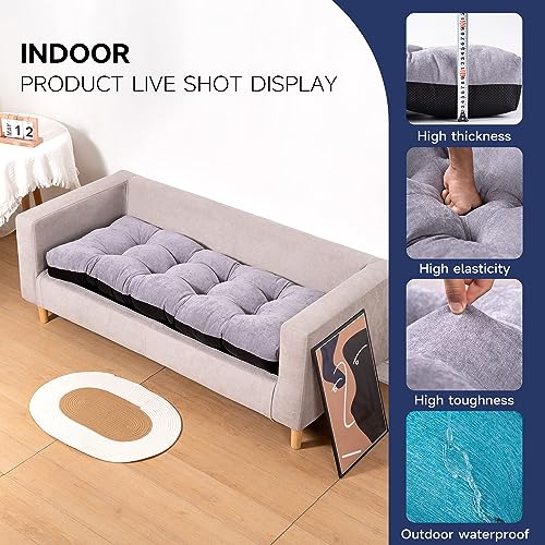Custom Size Bench Cushions for Indoor Outdoor Non-Slip Tufted, Chair Cushion, Piano Seat Pads, Patio Sofa Water-Resistant Cushion, Made of High Density Sponge Comfortable and Durable