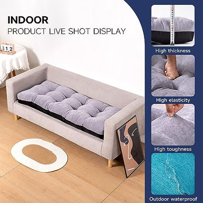 Custom Size Bench Cushions for Indoor Outdoor Non-Slip Tufted, Chair Cushion, Piano Seat Pads, Patio Sofa Water-Resistant Cushion, Made of High Density Sponge Comfortable and Durable