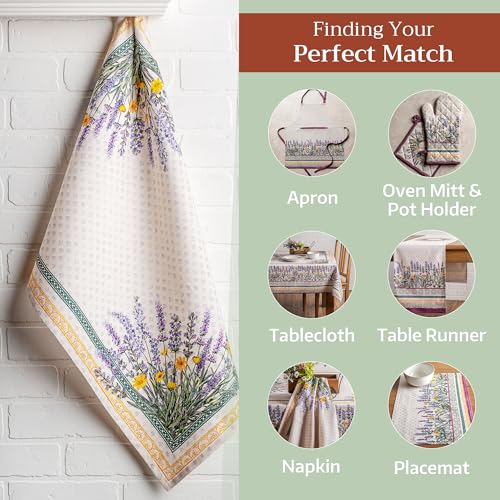 Maison d' Hermine Kitchen Towels Set of 3 Reusable 100% Cotton 27.50" x 20" | Cloth Tea Dish Towels Absorbent with Hanging Loop for Kitchen Dining Party Wedding Hotel Home Spring Summer - Fanny Lavender - color: 014 - Fanny Lavender