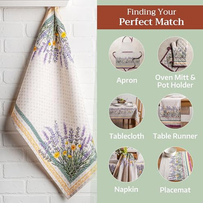 Maison d' Hermine Kitchen Towels Set of 3 Reusable 100% Cotton 27.50" x 20" | Cloth Tea Dish Towels Absorbent with Hanging Loop for Kitchen Dining Party Wedding Hotel Home Spring Summer - Fanny Lavender - color: 014 - Fanny Lavender