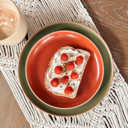 MORA Ceramic Artisan Matte Plates Set, 7.8 in - Set of 6 - The Dessert, Salad, Appetizer, Small Dinner etc Plate. Microwave, Oven, and Dishwasher Safe, Scratch Resistant. Kitchen Porcelain Dish - color: Artisan Matte