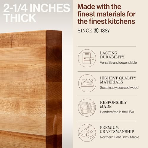 John Boos RA-Board Series Rectangular Wooden Maple Cutting Board 30”x23.25” – 2.25” Thick, 42-lb Reversible Butcher Block with Edge-Grain & Finger Grips – Made in the USA - color: Maple, size: 30"L x 23.3"W