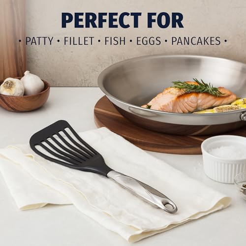 Zulay Kitchen Stainless Steel Fish Spatula - 12.8” Flexible Slotted Turner for Cooking & Frying - Ergonomic Handle, Non-Stick Safe & Dishwasher Safe Kitchen Utensil for Everyday Use - size: Medium