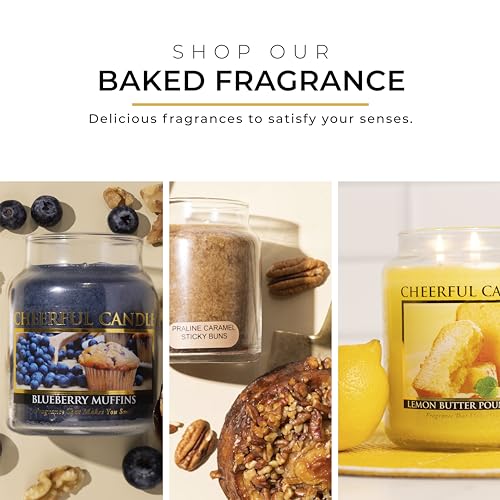 A Cheerful Giver - Blueberry Muffins Mama Scented Glass Jar Candle (22oz) with Lid & True to Life Fragrance Made in USA - size: 22 oz